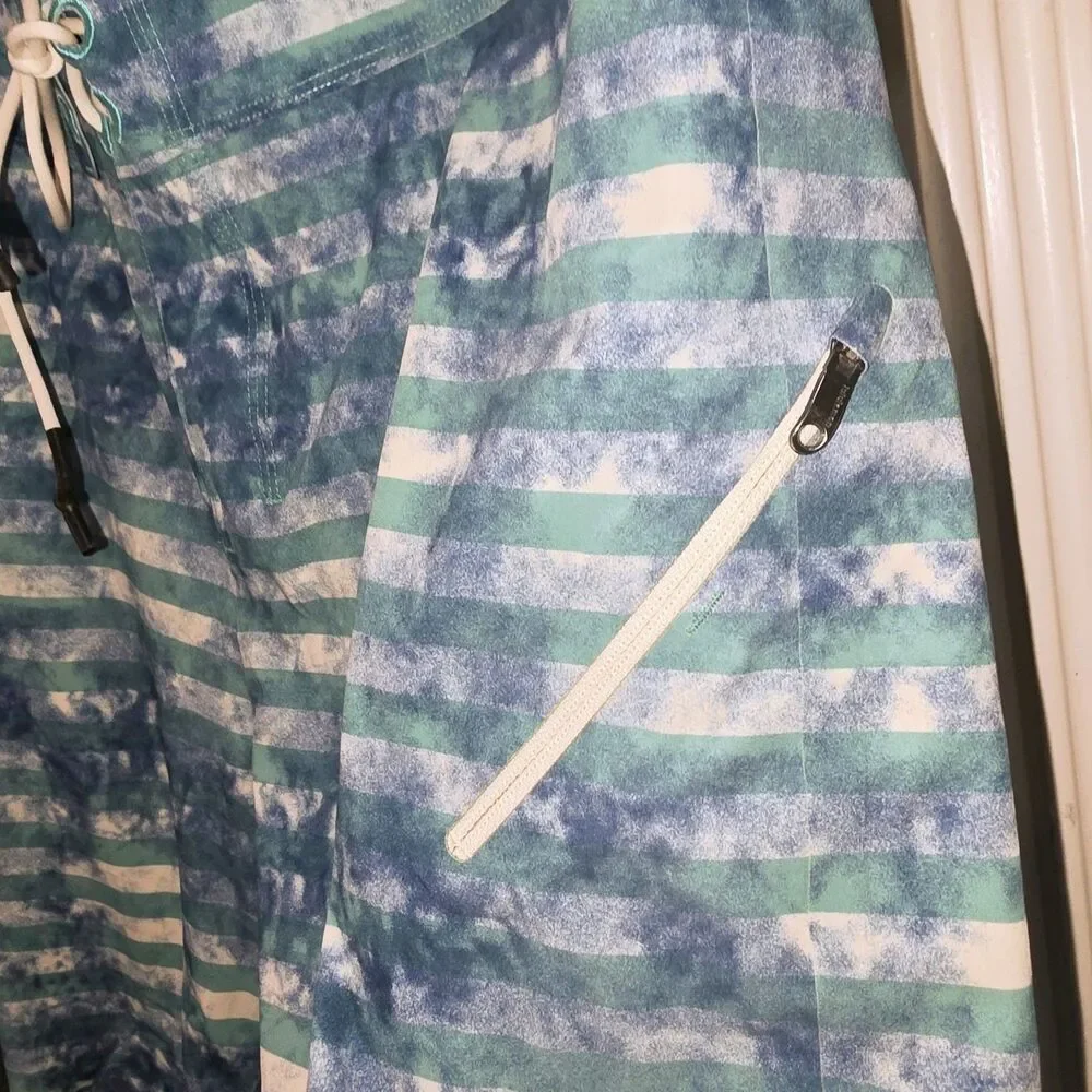 LULULEMON Sz 32 Stretch Blue Digital Swim Trunks Beach Surf Logo Board Shorts